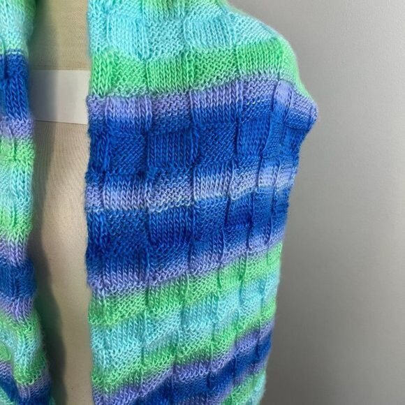 35 Blue? Green Purple Knit Scarf - Picture 3 of 5